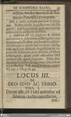 Locus III. De Deo Uno Ac Trino