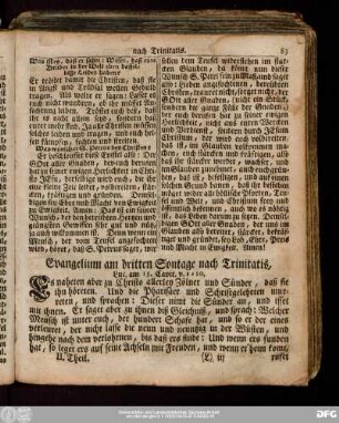 Evangelium am dritten Sontage nach Trinitatis, Luc. am 15. Capit. v. 1-10.