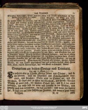 Evangelium am dritten Sontage nach Trinitatis, Luc. am 15. Capit. v. 1-10.