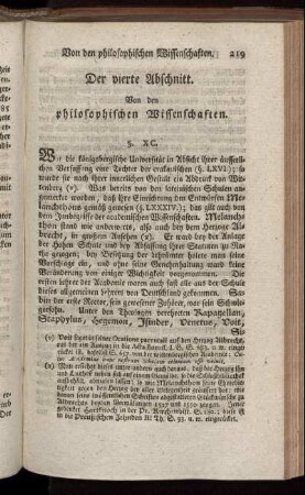 Der vierte Abschnitt. Von den philosophischen Wissenschaften.