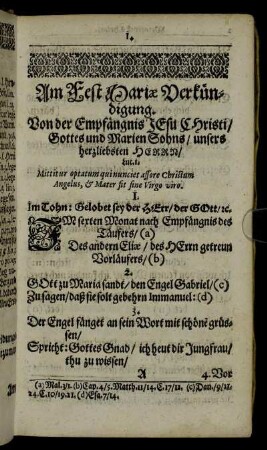 Am Fest Mariae Verkündigung