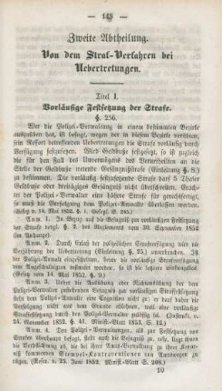 Zweite Abtheilung. Von dem Straf-Verfahren bei Uebertretungen.