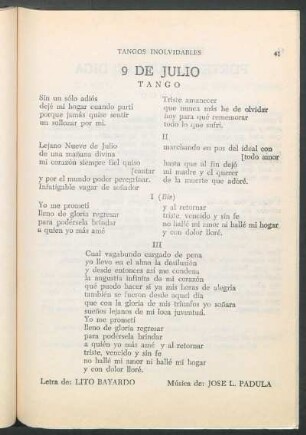 9 de julio : Tango