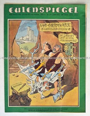 Satirezeitschrift "Eulenspiegel" mit Titel zum technischen Entwicklungsrückstand der DDR-Wirtschaft
