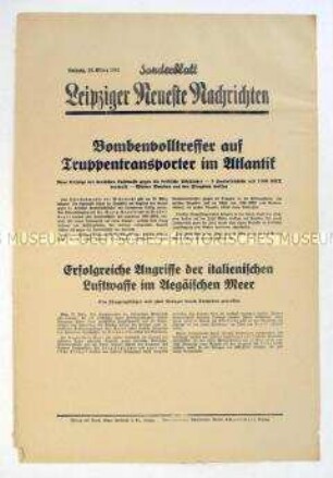 Sonderblatt der "Leipziger Neuesten Nachrichten" zum See- und Luftkrieg