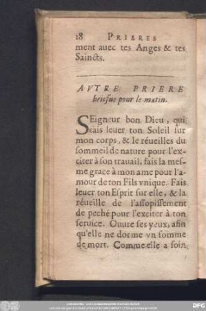 Autre Priere briefue pour le matin.