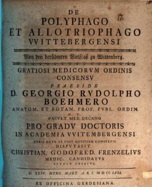 De polyphago et allotriophago Wittebergensi