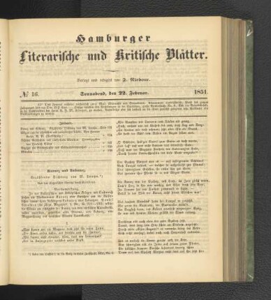 No. 16. 22. Februar 1851
