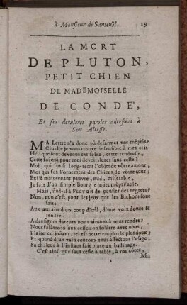 La Mort de Pluton, petit chien de Mademoiselle [...].