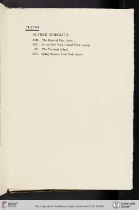 Alfred Stieglitz [list of plates]
