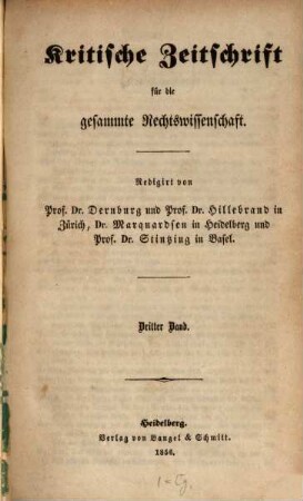 Kritische Zeitschrift für die gesammte Rechtswissenschaft, 3. 1856