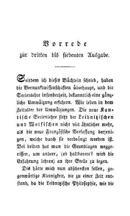 Vorrede zur dritten bis siebenten Ausgabe