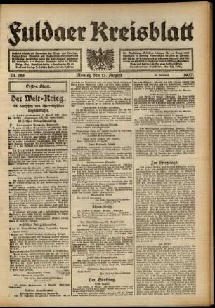 Erste Ausgabe vom Montag, den 13. August 1917.
