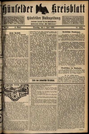 Zweite Ausgabe vom Samstag, den 01. Juni 1929.