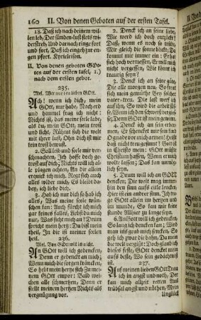 II. Von denen Geboten Gottes auf der ersten Tafel, 1.) Nach dem ersten Gebot. - 3.) Nach dem dritten Gebot.