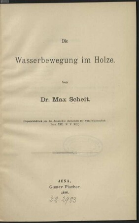 Die Wasserbewegung im Holze