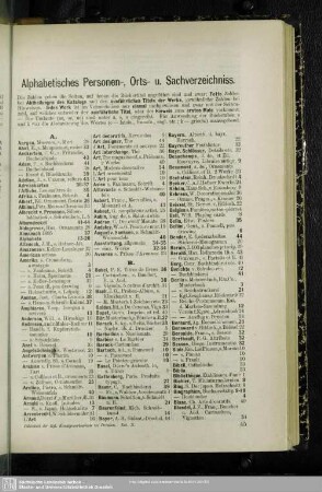 Alphabetisches Personen-, Orts- u. Sachverzeichniss