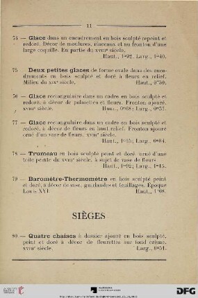 Sièges (Nr. 80-95)