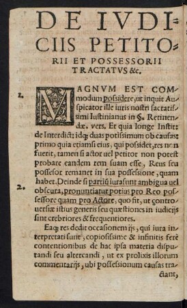 De Iudiciis Petitorii Et Possessorii Tractatus &c.