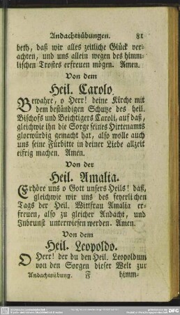 Von der Heil. Amalia