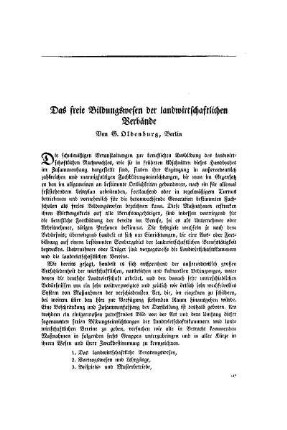 Das freie Bildungswesen der landwirtschaftlichen Verbände