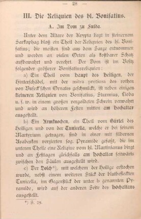 III. Die Reliquien des hl. Bonifatius.
