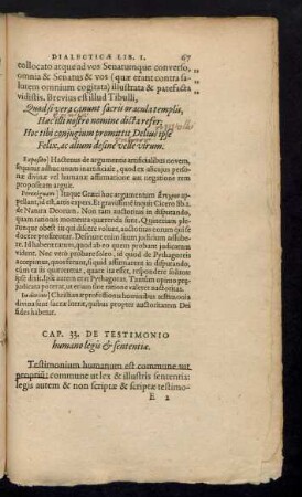 Cap. 33. De Testimonio humano legis et sententiae.