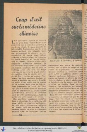 Coup d'œil sur la médicine chinoise.