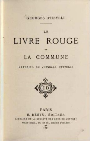 Le livre rouge de la Commune, extraits du Journal officiel