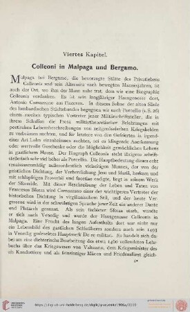 Viertes Kapitel. Colleoni in Malpaga und Bergamo