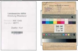 Entnazifizierung Karl Zoeller , geb. 07.05.1889 (Schneider)
