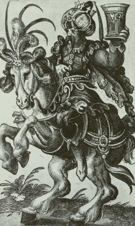 Vier Karten eines Kartenspiels "Becher"