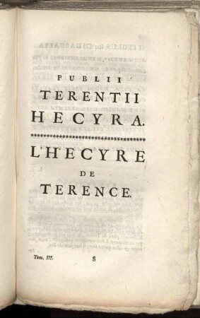 Publii Terentii Hecyra = L' Hecyre De Terence.