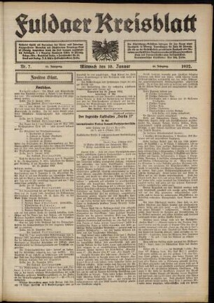 Zweite Ausgabe vom Mittwoch, den 10. Januar 1912.