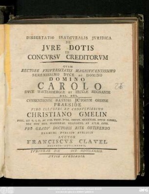 Dissertatio Inavgvralis Jvridica De Jvre Dotis In Concvrsv Creditorvm