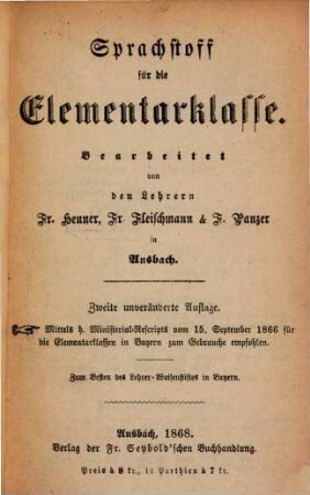 Sprachstoff für die Elementarklasse