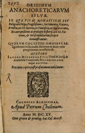 Originum Anachoreticarum sylva