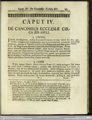 Caput IV. De Canonibus Ecclesiae Circa Ius Asyli