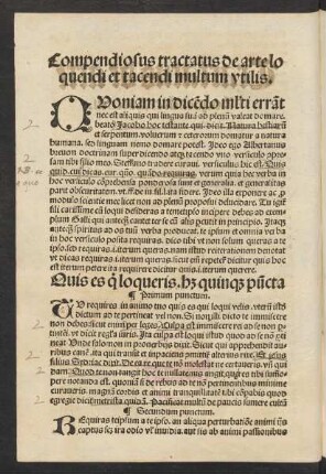 Compendiosus tractatus de arte loquendi et tacendi multum utilis.