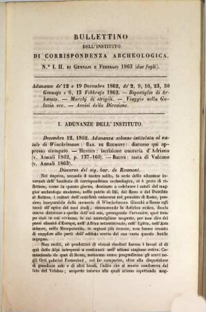Bullettino dell'Instituto di Corrispondenza Archeologica : = Bulletin de l'Institut de Correspondence Archéologique. 1863