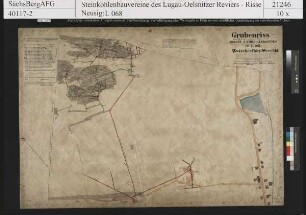 Lugauer Steinkohlenbauverein, Grubenriss vom Zwischenflöz, Westfeld, mit Nachbringungen