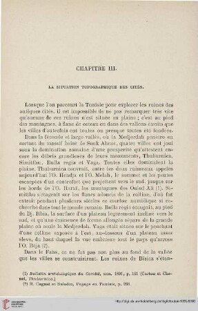 Chapitre III: La situation topographique des cites