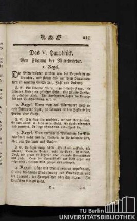 Das V. Hauptstück. Von Fügung der Mittelwörter.
