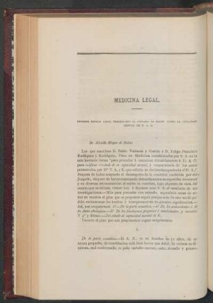 Medicina legal. : Informe medico legal, presentado al juzgado de Belén sobre la capacidad mental