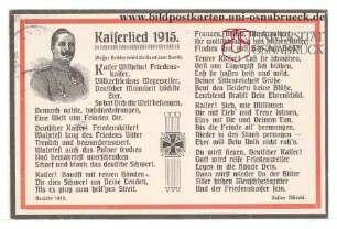 Kaiserlied 1915 - Weise: Brüder reicht die Hand zum Bunde