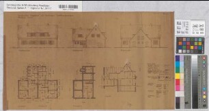 Zweifamiliendoppelhaus mit Stall (Volkswohnungen) Grundrisse, Ansichten, Schnitt 1937 1 : 100 36,5 x 64 Pause Westfälische Heimstätte Dortmund Wohnungsgesellschaft Münsterland