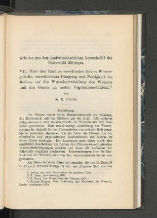 Arbeiten aus dem landwirtschaftlichen Versuchsfeld der Universität Göttingen.
