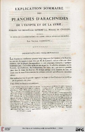 Explication sommaire des planches d'arachnides de l'Égypte et de la Syrie