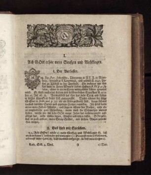 I. Ach Gott erhör mein Seufzen und Wehklagen