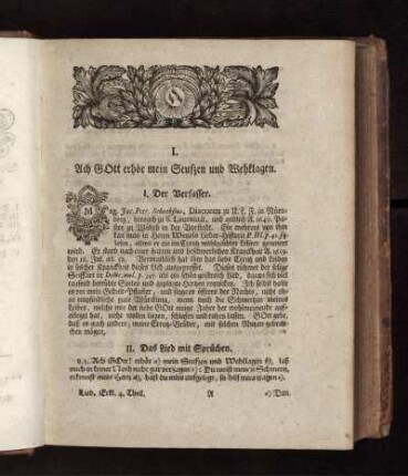 I. Ach Gott erhör mein Seufzen und Wehklagen